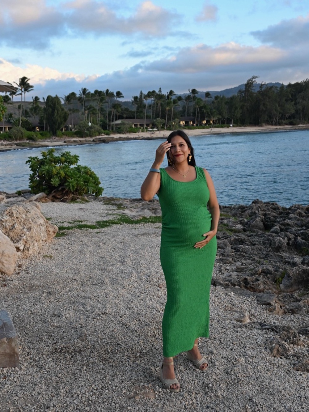 Sleeveless Emerald Green Maternity Dress